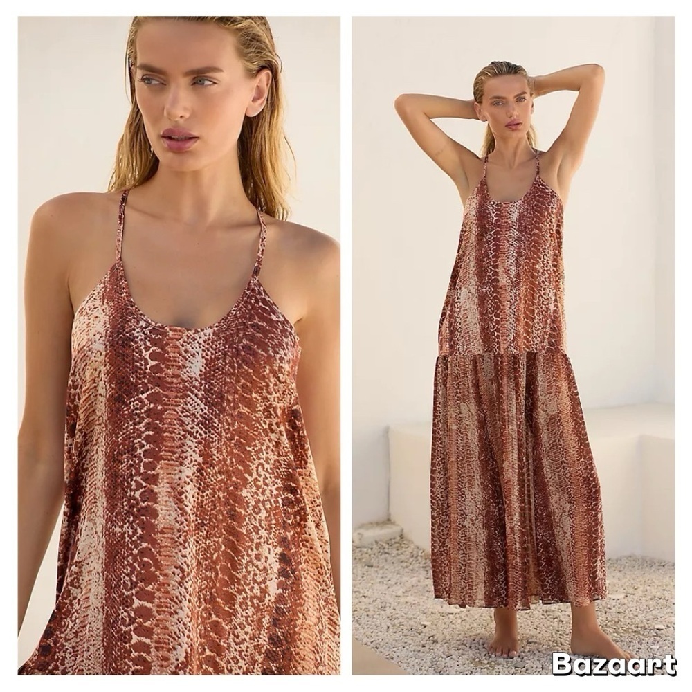 NWT By Anthropologie Sleeveless Sheer Midi Dress Sz XL - Picture 7 of 9